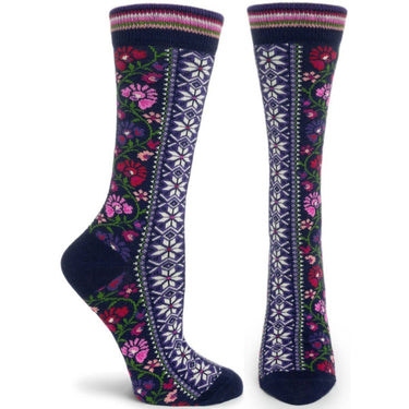 Ozone Women's Floral Ribbon Crew Sock: Green